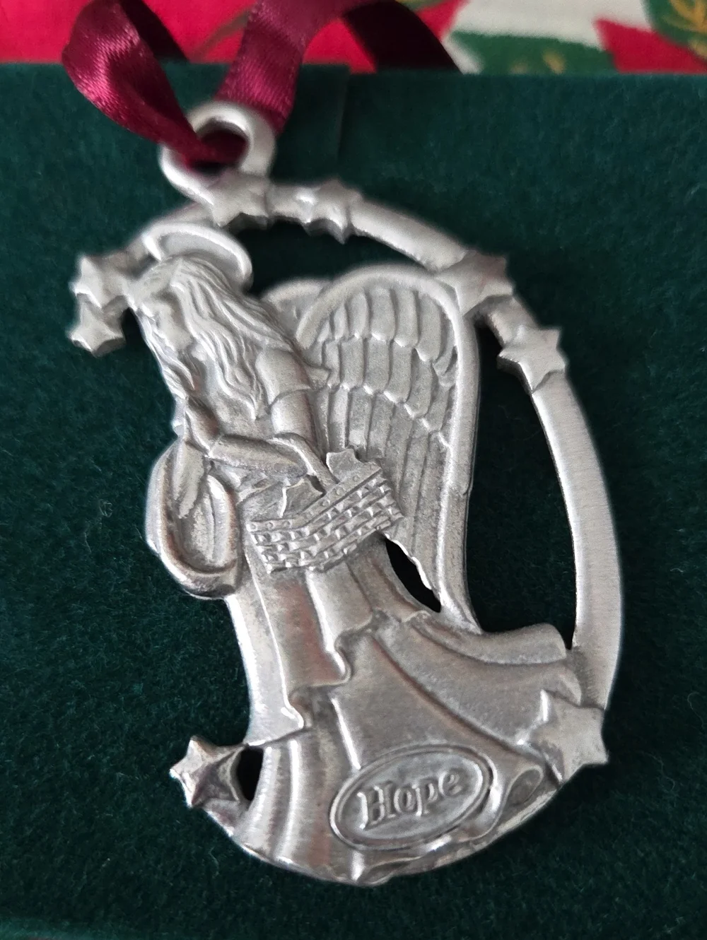 *1998* Longaberger 4 Pewter Angel Ornsment Set. Peace, Hope, Joy And Love